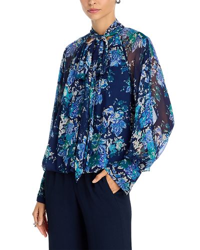 Derek Lam 10 Crosby Derek Lam 10 Crosby Aderyn Tapestry Print Tie Neck Blouse