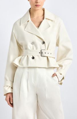 Derek Lam 10 Crosby Derek Lam 10 Crosby Renata Stretch Cotton Blend Crop Trench Jacket