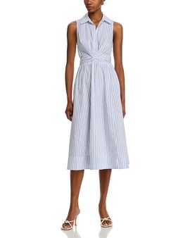 Derek Lam 10 Crosby Derek Lam 10 Crosby Shanaya Front Wrap Poplin Striped Dress