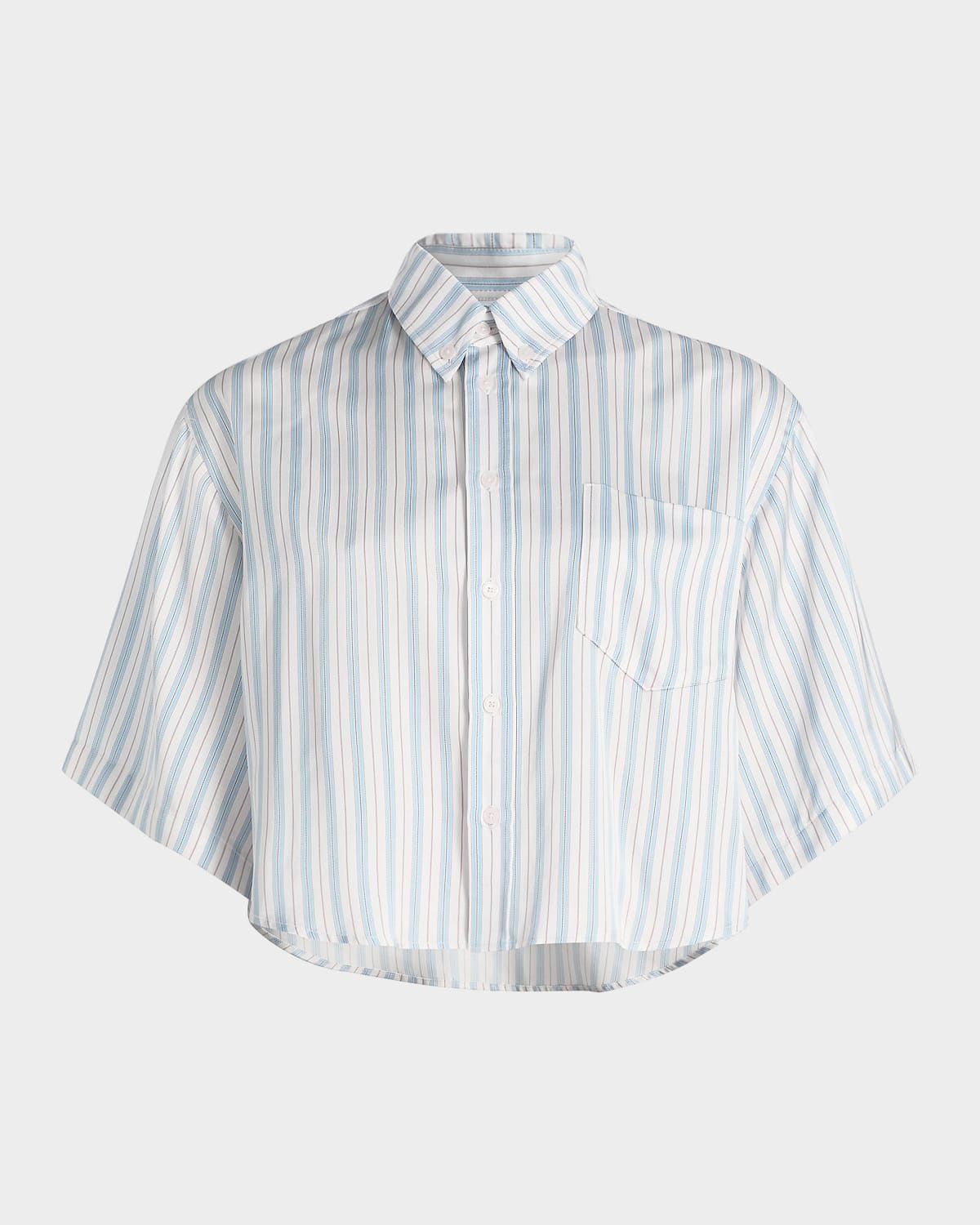 Derek Lam 10 Crosby Ember Striped Satin Twill Crop Shirt
