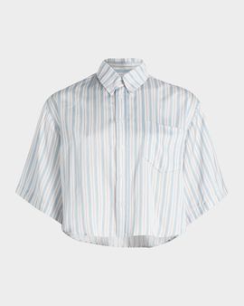 Derek Lam 10 Crosby Ember Striped Satin Twill Crop Shirt