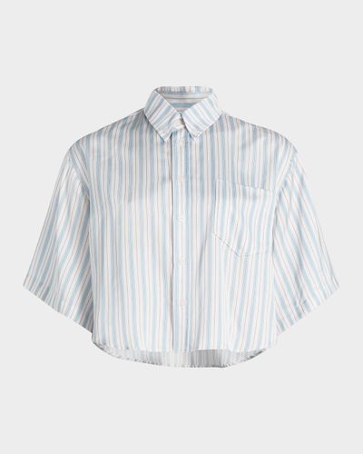 Derek Lam 10 Crosby Ember Striped Satin Twill Crop Shirt