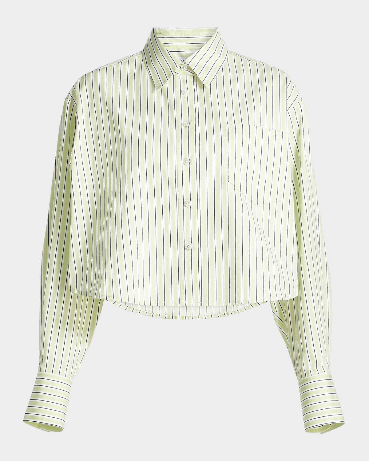 Derek Lam 10 Crosby Evelina Striped Boxy-Fit Crop Shirt