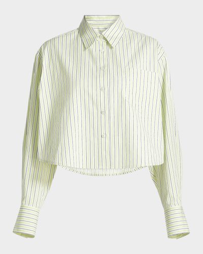 Derek Lam 10 Crosby Evelina Striped Boxy-Fit Crop Shirt