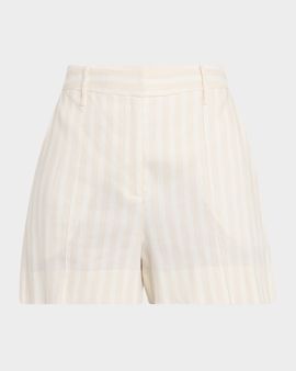 Derek Lam 10 Crosby Freja Tonal Stripe Stretch Linen Shorts
