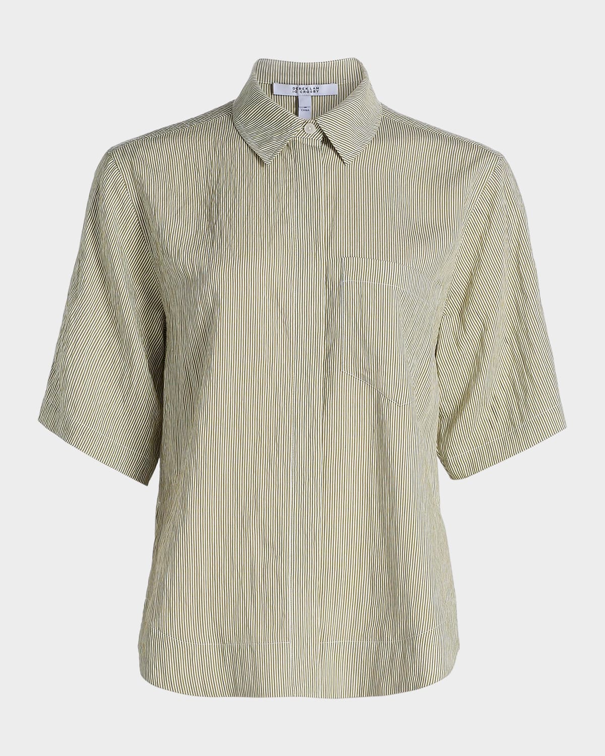 Derek Lam 10 Crosby Keaton Striped Split-Sleeve Shirt