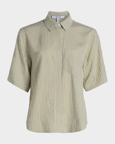 Derek Lam 10 Crosby Keaton Striped Split-Sleeve Shirt