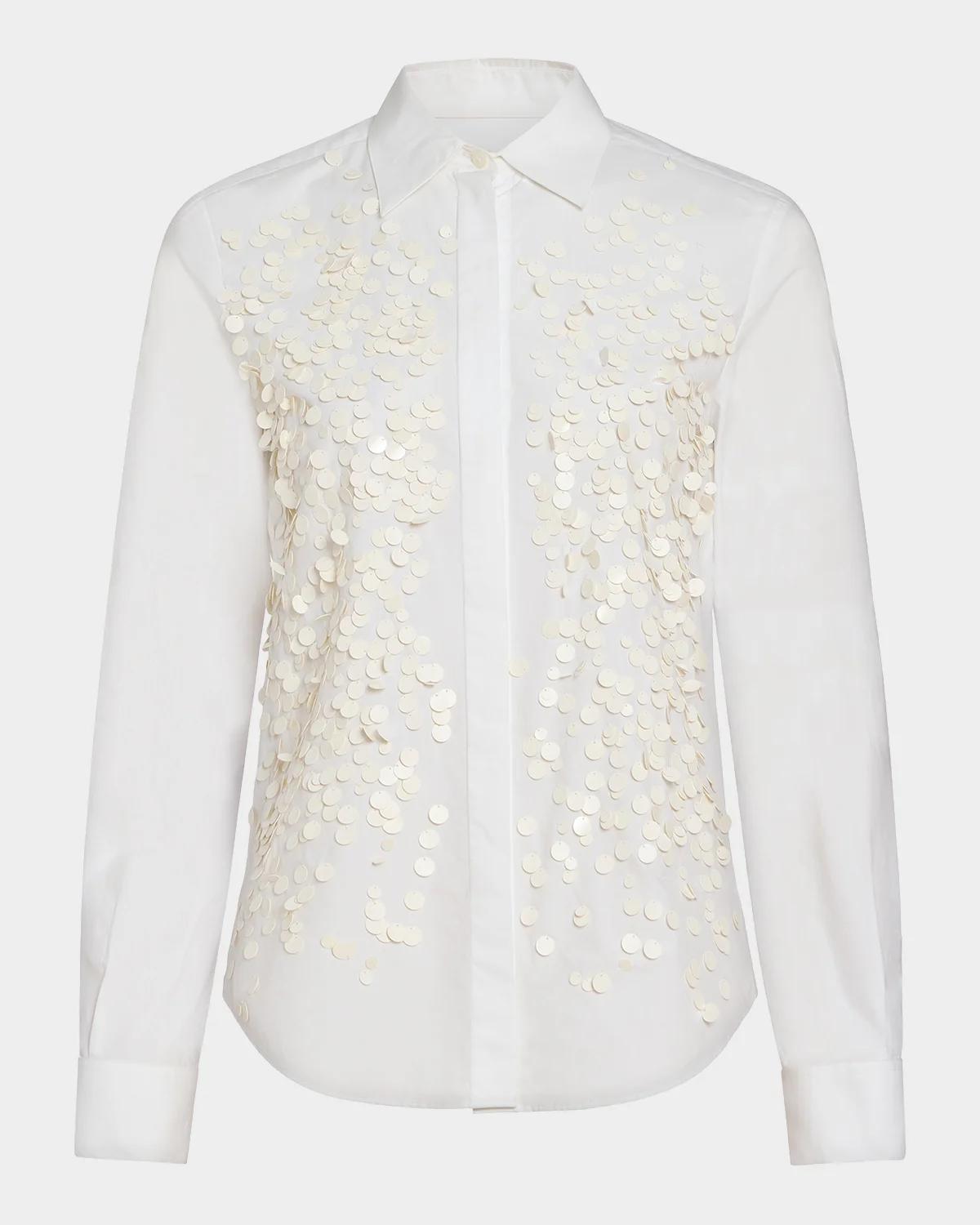 Derek Lam 10 Crosby Kehlani Sequin-Embellished Cotton Poplin Shirt