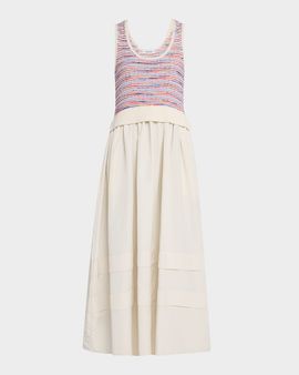 Derek Lam 10 Crosby Loewel Space-Dyed Knit Mixed-Media Dress