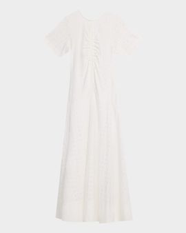 Derek Lam 10 Crosby Olympia Embroidered Ruched-Front Maxi Dress