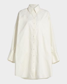 Derek Lam 10 Crosby Piper Embroidered Cotton-Blend Mini Shirtdress