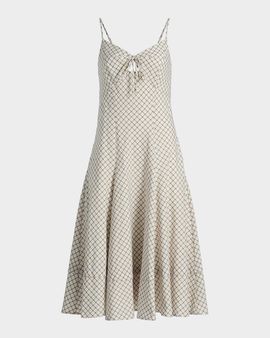 Derek Lam 10 Crosby Sable Mini Check Cotton-Blend Midi Dress