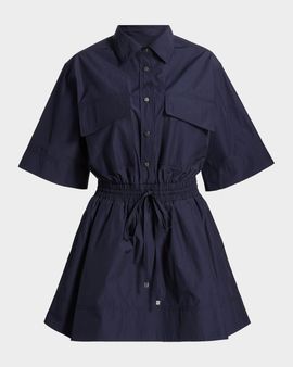 Derek Lam 10 Crosby Sabrina Cotton-Poplin Drawstring Mini Dress