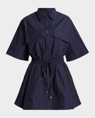 Derek Lam 10 Crosby Sabrina Cotton-Poplin Drawstring Mini Dress