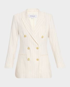 Derek Lam 10 Crosby Walter Striped Double-Breasted Blazer