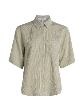 Derek Lam 10 Crosby Women's Keaton Striped Split-Sleeve Shirt