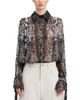 Derek Lam Derek Lam Walker Abstract Animal Print Georgette Ruched Button Front Blouse - 1