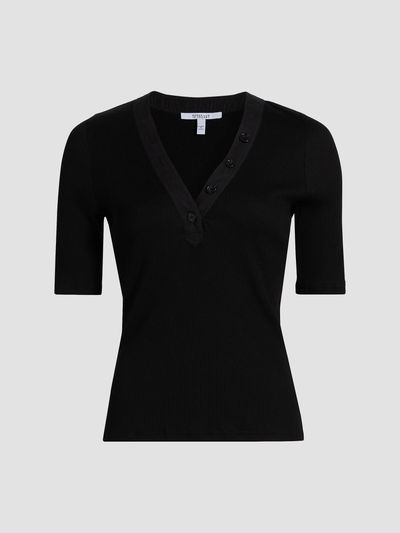 Derek Lam Women's Adrian V-Neck Ribbed T-Shirt