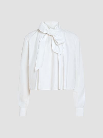 Derek Lam Women's Aiden Cotton Poplin Tieneck Blouse