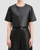 Derek Lam Women's Billie Paper Leather Short Sleeve Crop Top - 4
