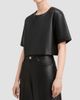 Derek Lam Women's Billie Paper Leather Short Sleeve Crop Top - 5