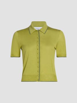 Derek Lam Women's Dorella Featherweight Silk-Cotton Polo Top