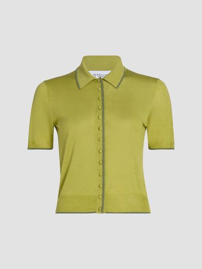 Derek Lam Women's Dorella Featherweight Silk-Cotton Polo Top