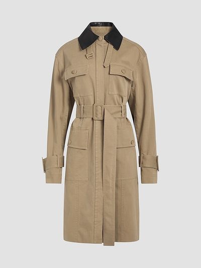 Derek Lam Women's Landon Stretch-Cotton Contrast-Collar Trench Coat