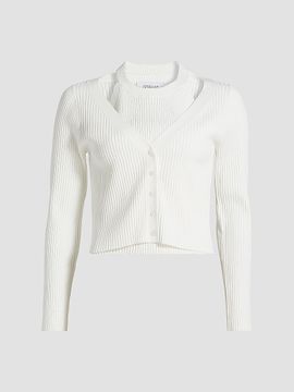 Derek Lam Women's Lonnie Rib-Knit Layered Cardigan