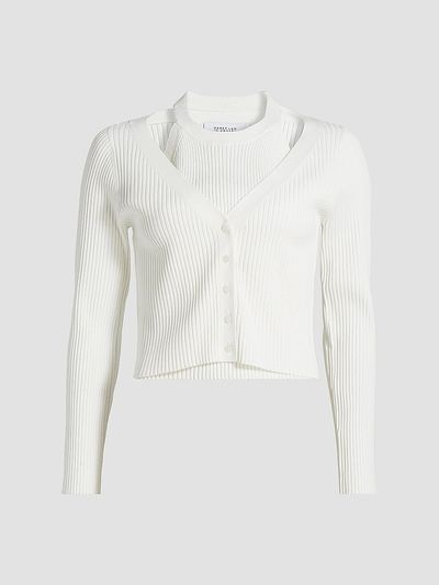 Derek Lam Women's Lonnie Rib-Knit Layered Cardigan