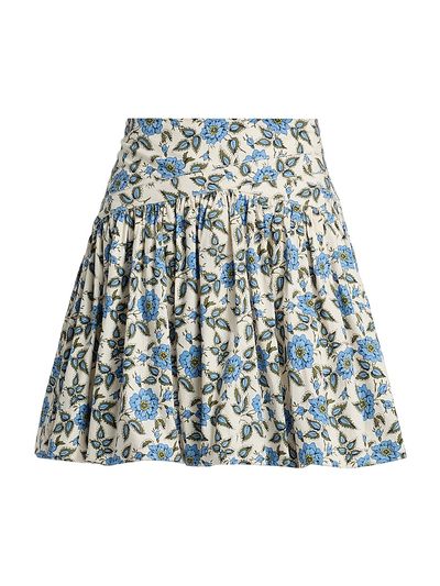 Derek Lam Women's Persis Blue Belle Floral Bubble Skirt