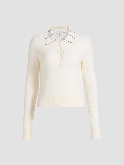 Derek Lam Women's Sancia Studded Collar Wool-Blend Sweater