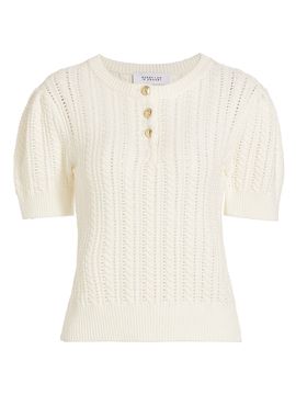 Derek Lam Women's Shea Mixed-Stitch Puff-Sleeve Sweater