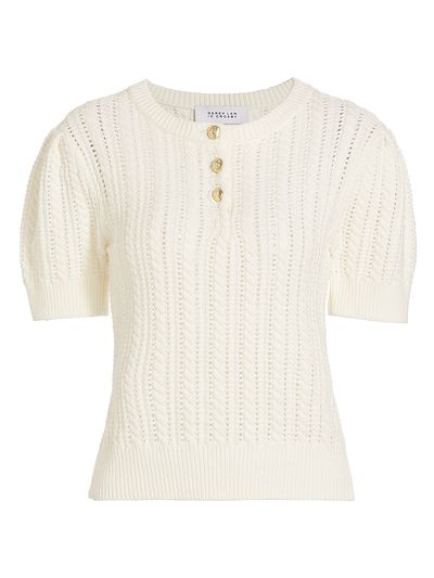 Derek Lam Women's Shea Mixed-Stitch Puff-Sleeve Sweater