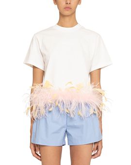 Des phemmes DES_PHEMMES Feather Trim Tee