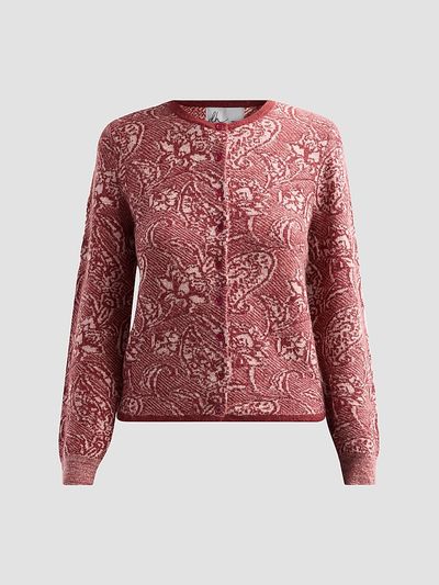 Design History Women's Mara Floral Jacquard Cardigan