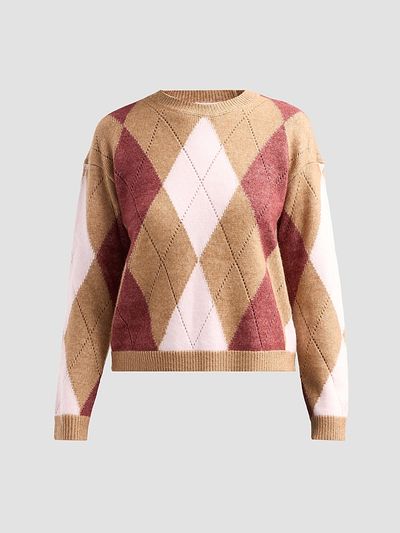 Design History Women's Rosemary Argyle Sweater