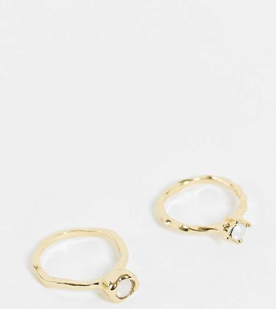 DesignB London Curve DesignB Curve London pack of 2 hammered opal rings in gold tone