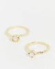 DesignB London Curve DesignB Curve London pack of 2 hammered opal rings in gold tone - 3
