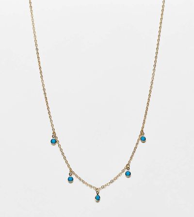DesignB London Curve DesignB London Curve turquoise pendant choker necklace in gold