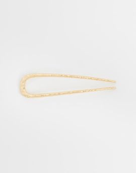 DesignB London DeisgnB London hammered french hair pin in gold tone