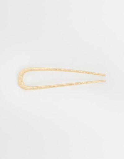 DesignB London DeisgnB London hammered french hair pin in gold tone