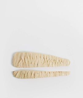 DesignB London DesignB London 2-pack raffia snap hair clips in natural-Neutral