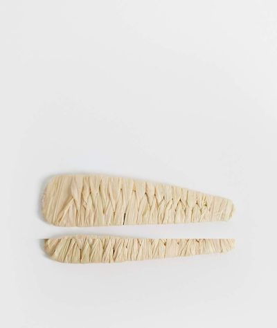DesignB London DesignB London 2-pack raffia snap hair clips in natural-Neutral