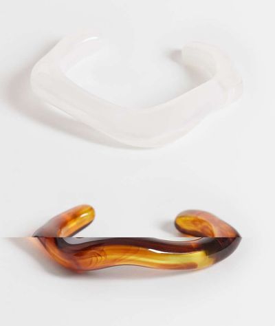 DesignB London DesignB London 2-pack resin bangle bracelets in neutral