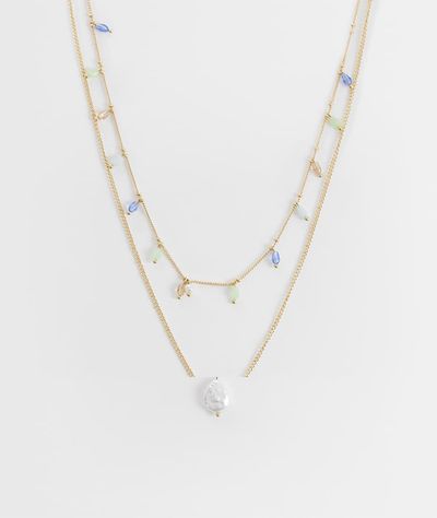 DesignB London DesignB London 2 pack necklaces in faux pearl and beads in gold