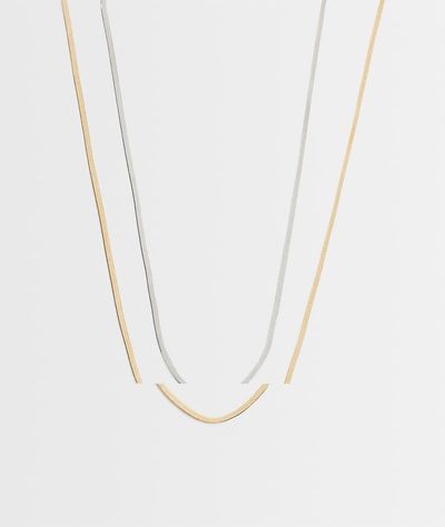 DesignB London DesignB London 2 pack snake chain necklaces in mixed metal-Multi