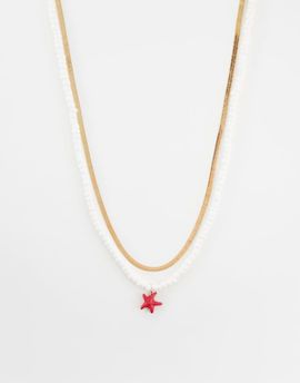 DesignB London DesignB London 2 pack starfish bead and gold necklaces