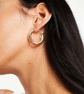 DesignB London DesignB London 30mm chunky hoop earrings in gold