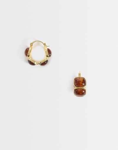 DesignB London DesignB London amber resin hoop earrings in gold